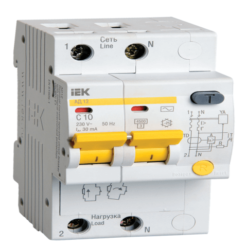 RCBO AD12 2P 10A 30mA IEK