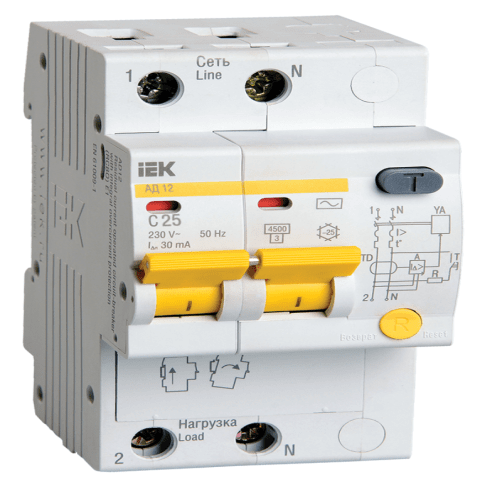 RCBO AD12 2P 25A 30mA IEK