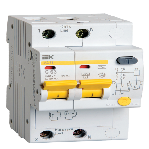 RCBO AD12 2P 63A 30mA IEK