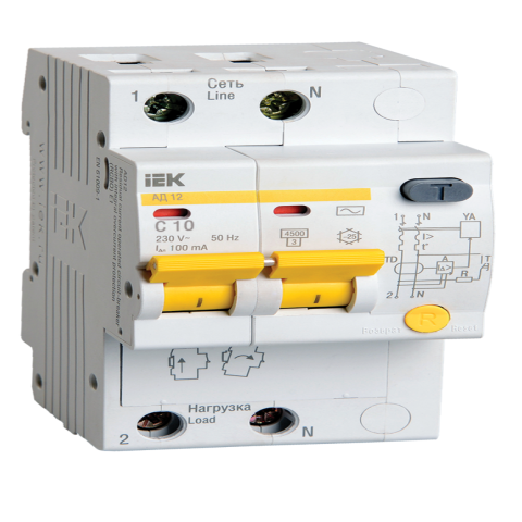 RCBO AD12 2P 10A 100mA IEK