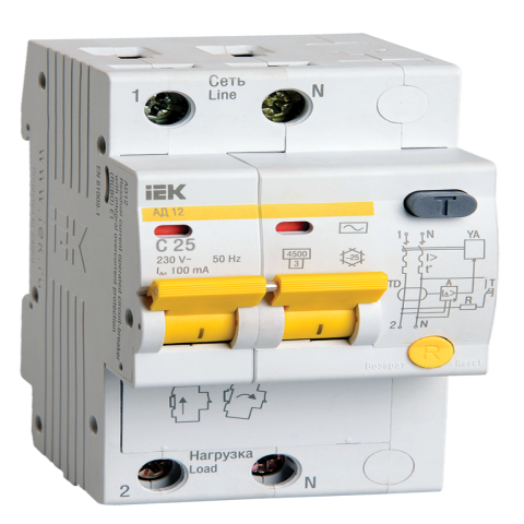 RCBO AD12 2P 25A 100mA IEK
