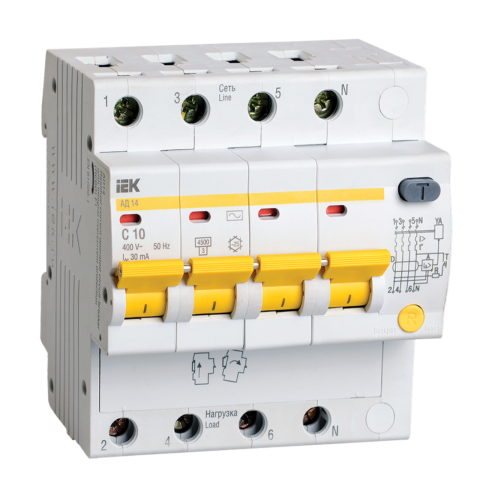 RCBO AD14 4P 10A 30mA IEK