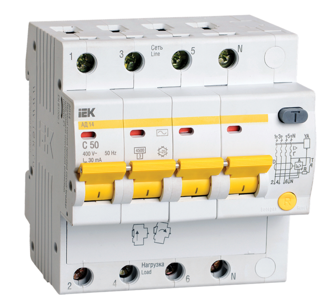 RCBO AD14 4P 50A 30mA IEK