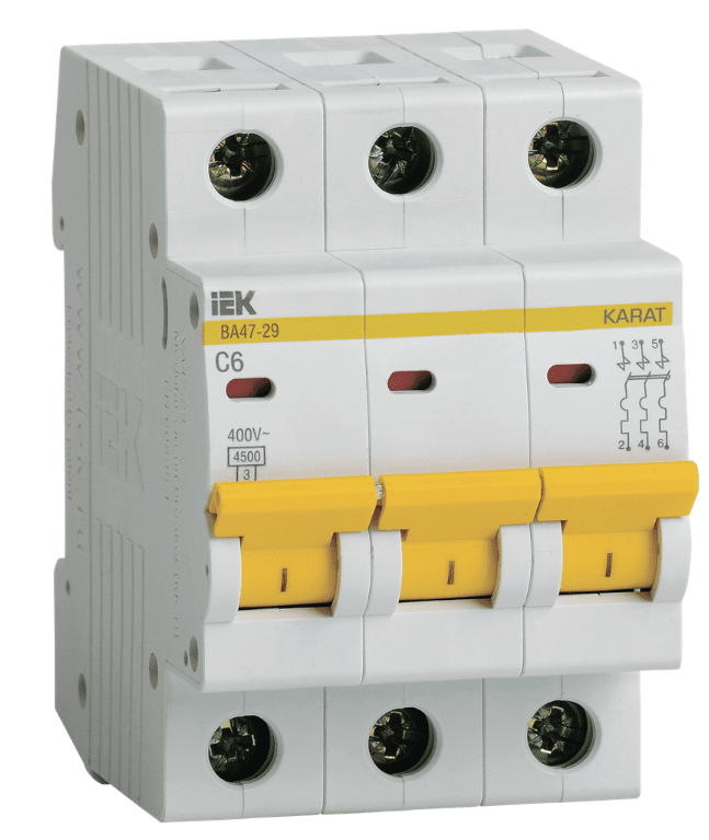 Cầu dao tự động MCB KARAT VA47-29 3P 6A 4,5kA C IEK